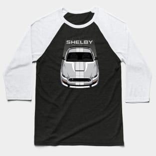 Ford Mustang Shelby GT350 2015 - 2020 - Silver - White Stripes Baseball T-Shirt